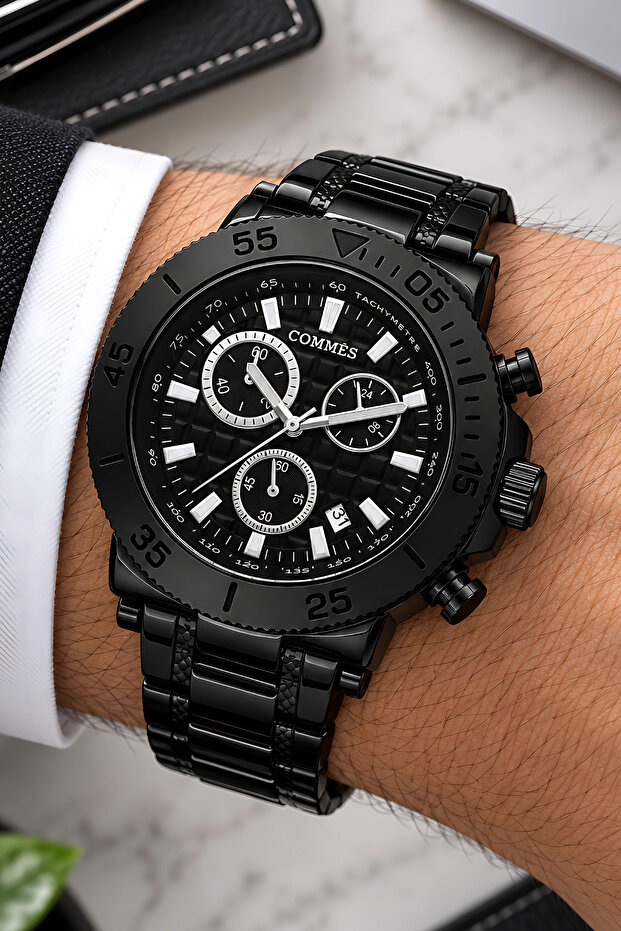 Men's Wristwatch Steel Cord Steel Case Black with Bracelet Gift Sdcms1110
