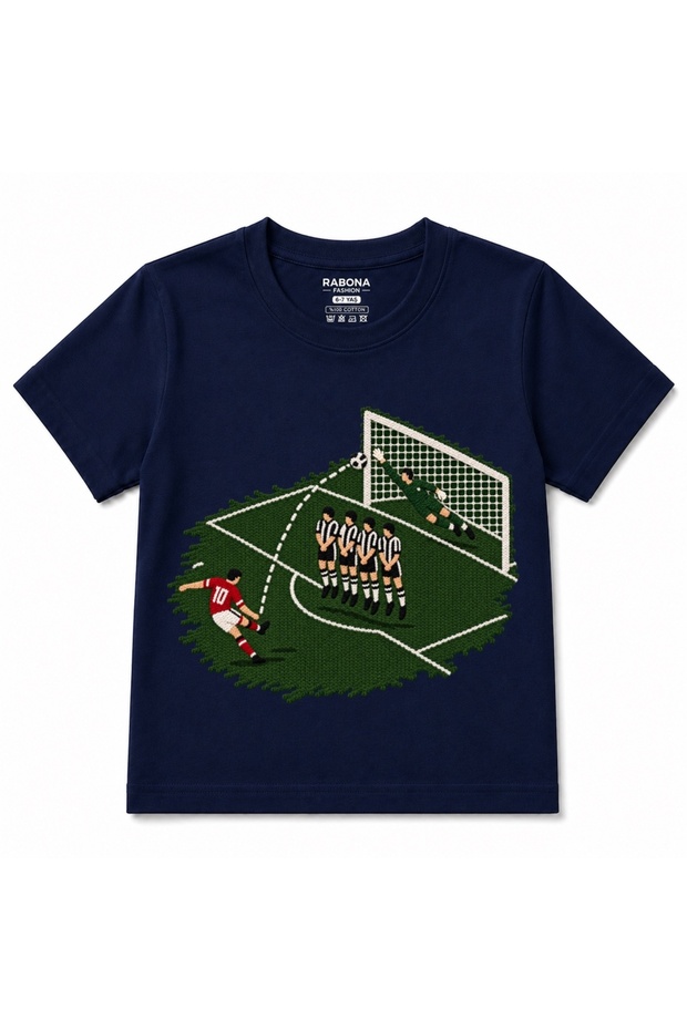 Top Corner Free Kick Football Graphic Kids T-Shirt