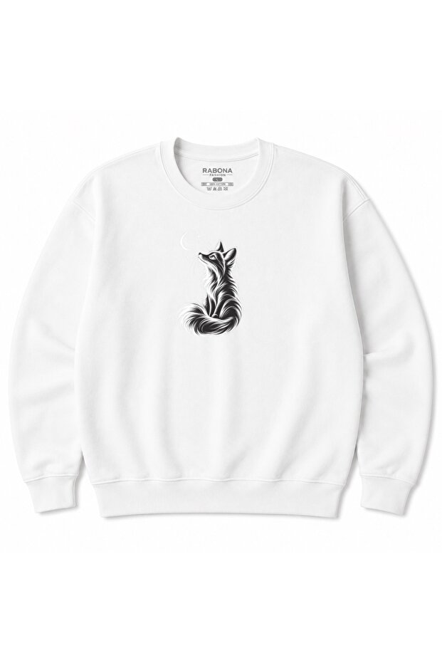 Moon Gaze Fox & Crescent Graphic Sweatshirt
