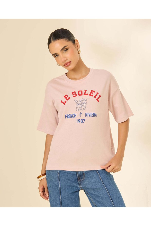 Women Pink Le Soleil Graphic T-Shirt