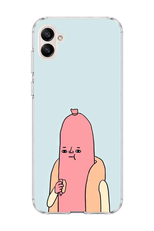 Samsung Galaxy A04 Compatible Funny Sausage Character Printed Transparent Phone Case