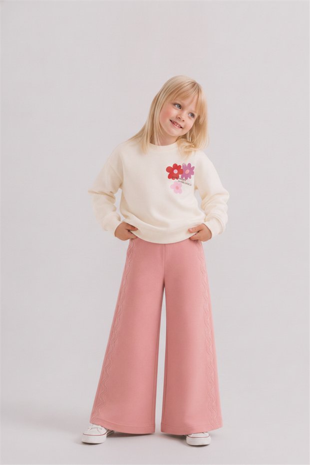 Girl's Selin Sweat 4-8 Years Cream-Pink