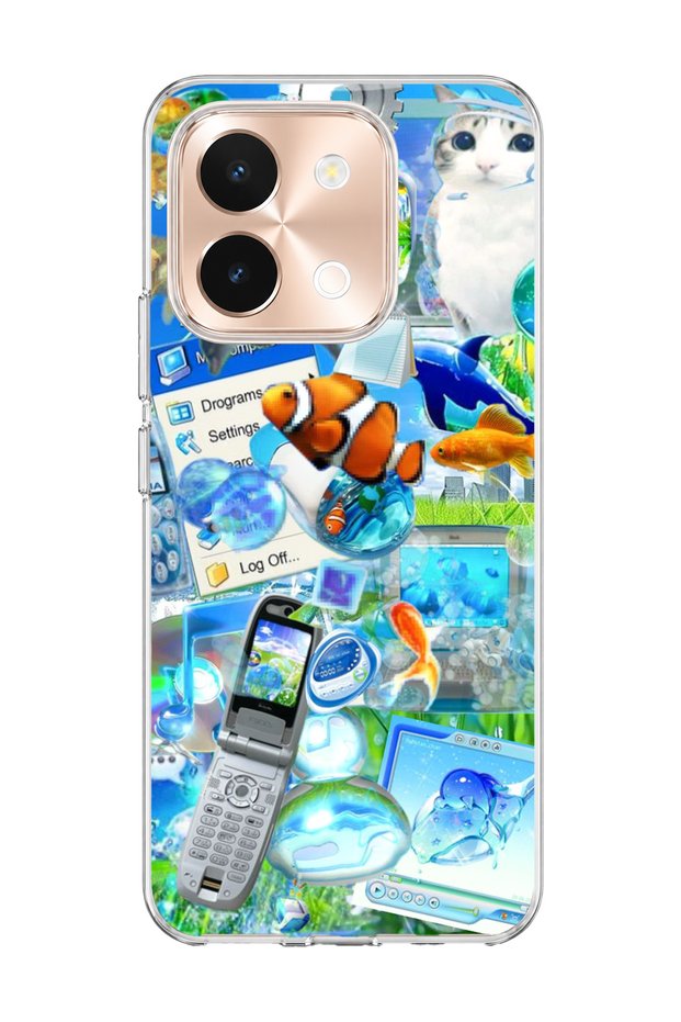 Vivo Y28 Compatible Clown Fish Cat Printed Transparent Phone Case