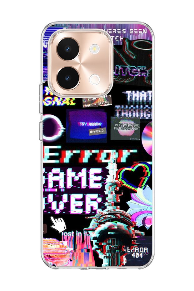 Vivo Y28 Compatible Black Screen Error Printed Transparent Phone Case