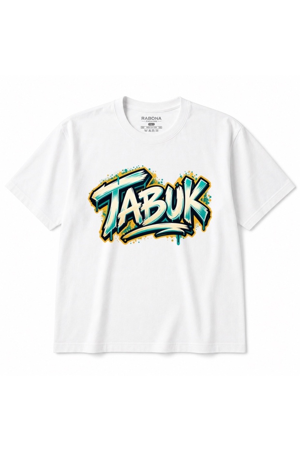 Tabuk Saudi Arabia Turquoise & Gold Urban Graffiti Graphic T-Shirt