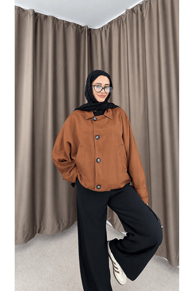 Yarasa Kol Ceket - 21172 - Taba