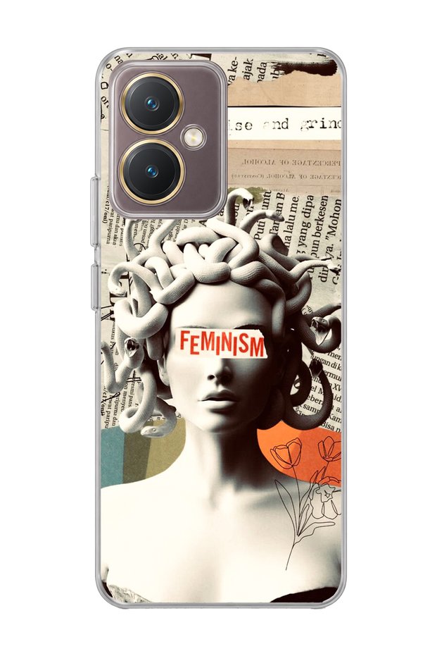Vivo Y27 Compatible Snake Hair Sculpture Printed Transparent Phone Case