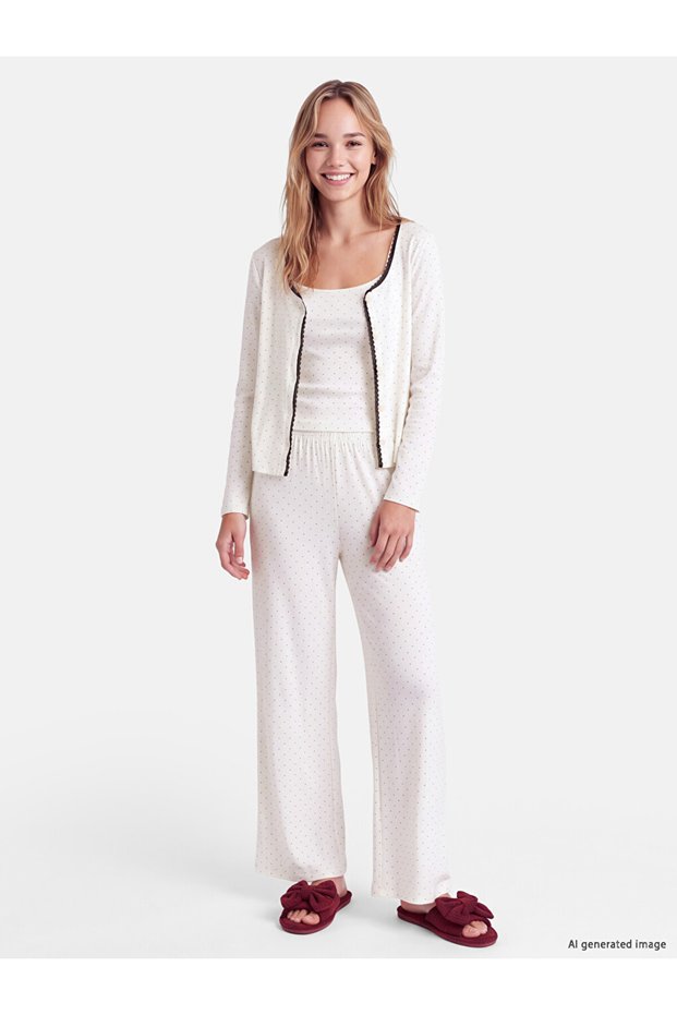 Quality Pieces from Çelebi Store U Roba Collar Polka Dot Women's Pajama Set