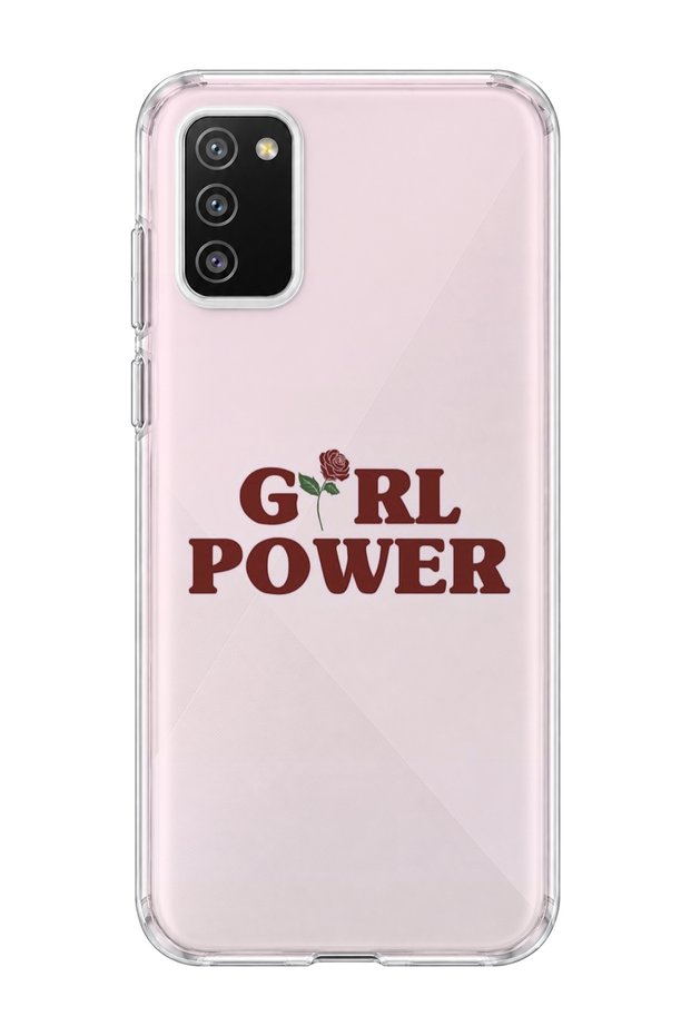 Samsung Galaxy A02S Compatible Pink Rose Text Printed Transparent Phone Case