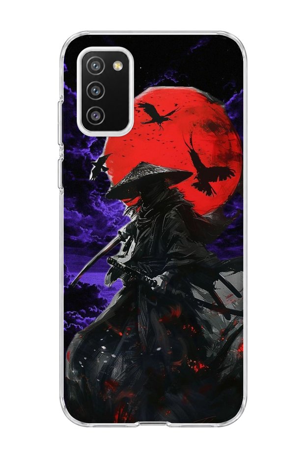 Samsung Galaxy A02S Compatible Samurai Purple Night Printed Transparent Phone Case