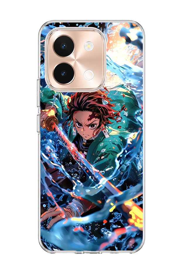 Vivo Y28 Compatible Anime Water Sword Printed Transparent Phone Case