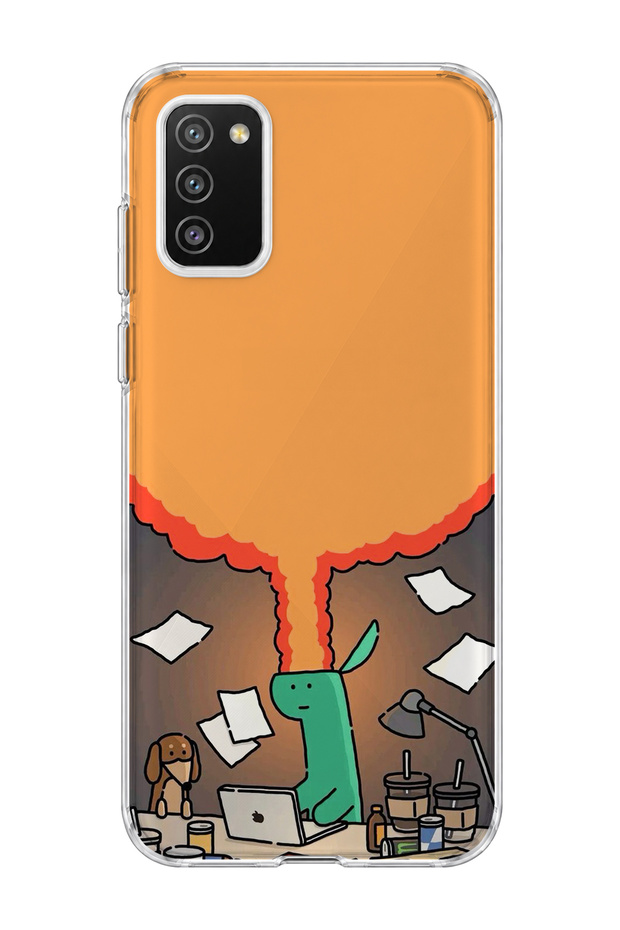 Samsung Galaxy A02S Compatible Green Dinosaur Funny Printed Transparent Phone Case