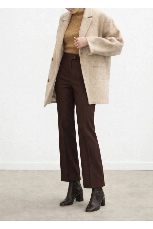 Striped Palazzo Trousers - Avz - Bitter Brown