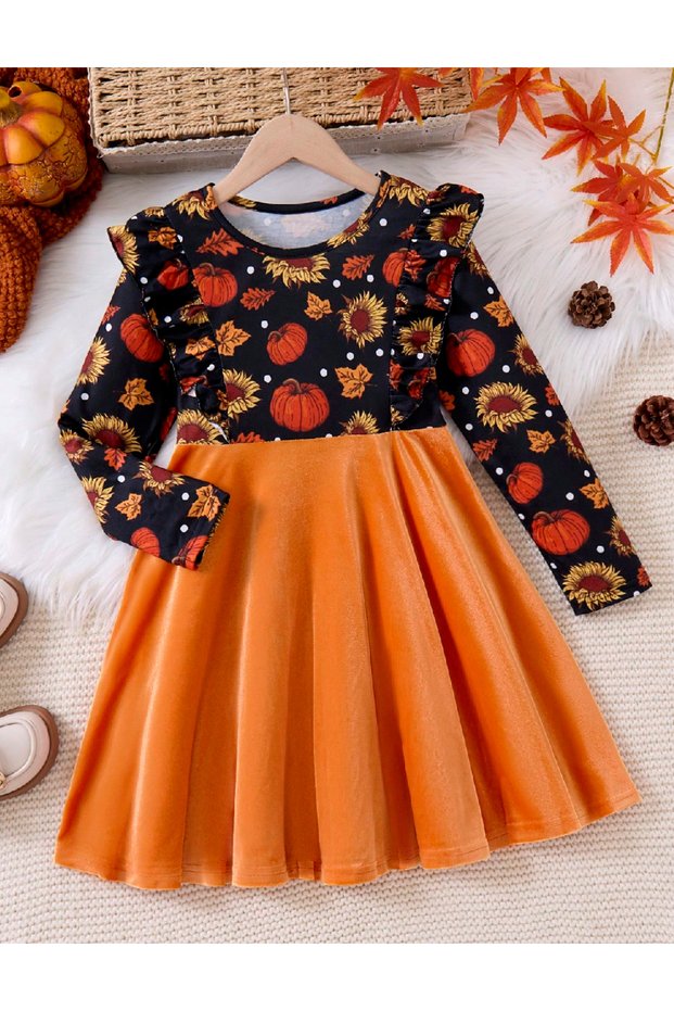 Rochie, negru/portocaliu