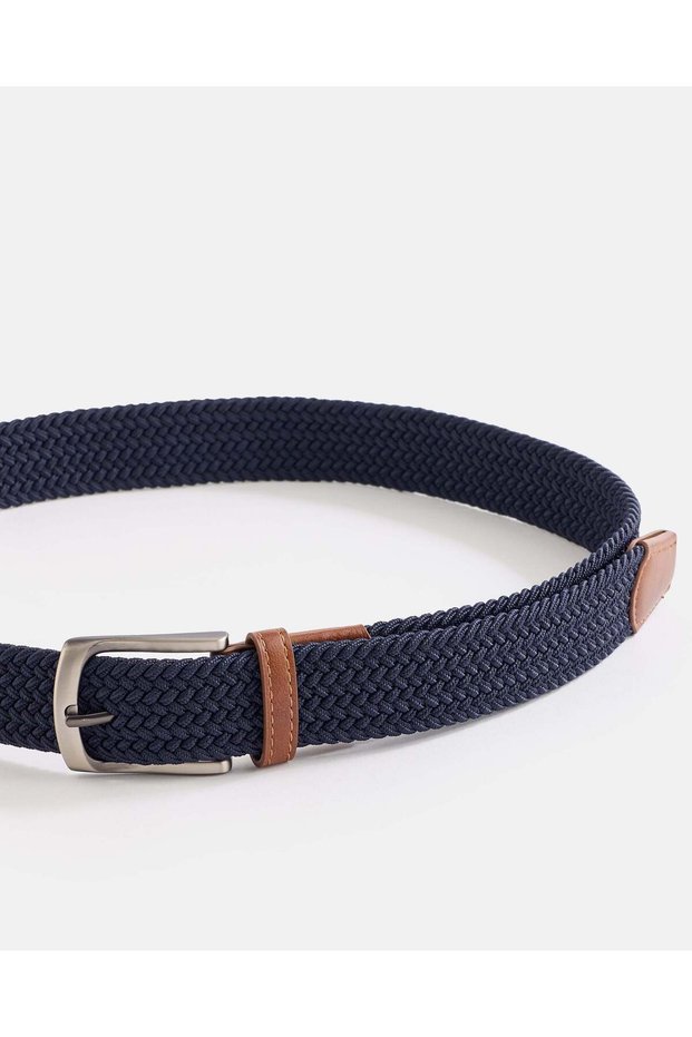 Men Navy Woven Elastic Belt