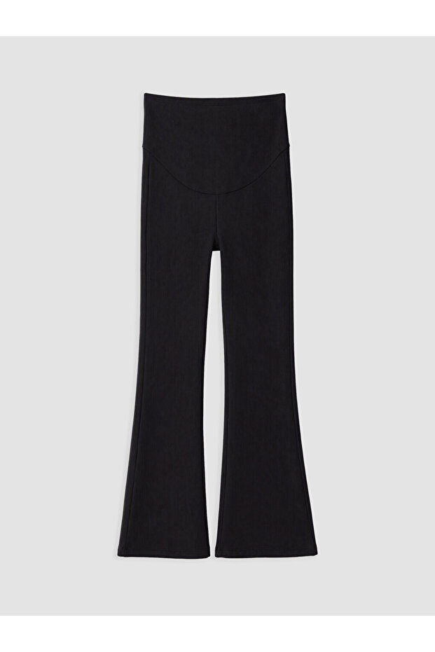 I Spanish Flared Maternity Ribbed Leggings with Abdominal Panel from Freezen Store