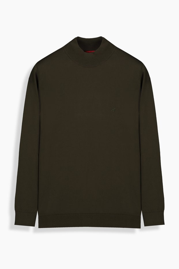 Interview Slim Fit Soft Woven Fabric Half Fisherman Sweater
