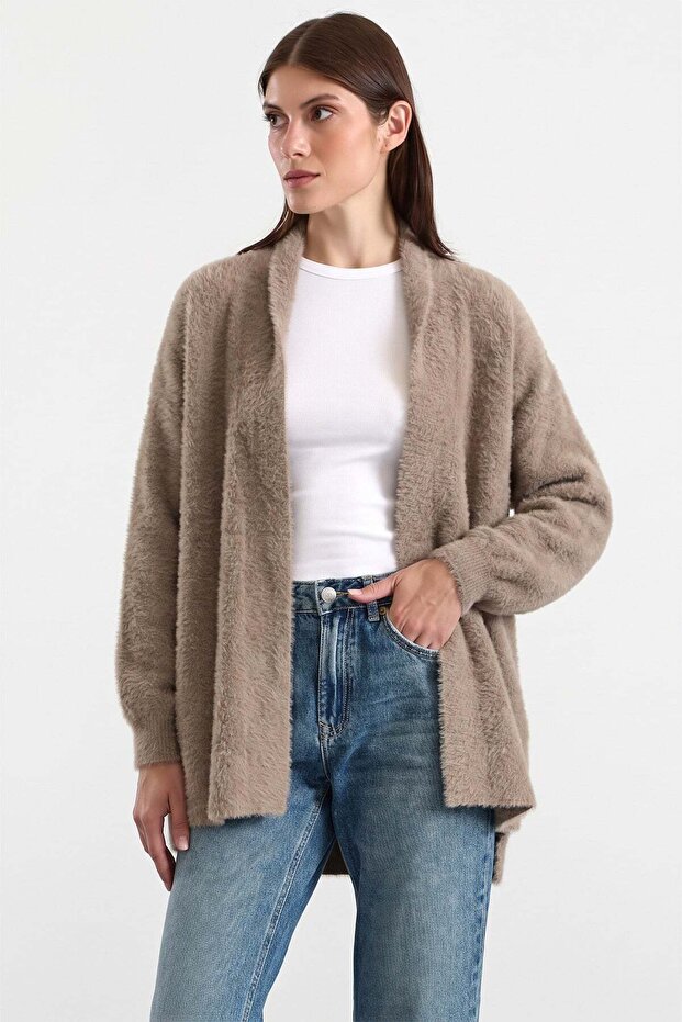 Salaş Soft Fabric Knitwear Cardigan Vi̇zon 8299