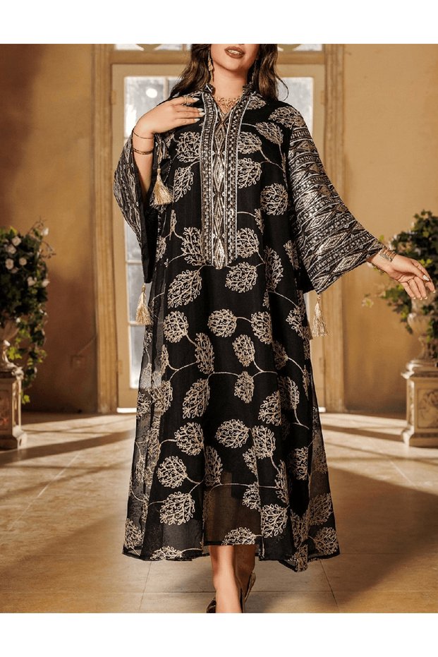 Rochie medie, Negru/Crem