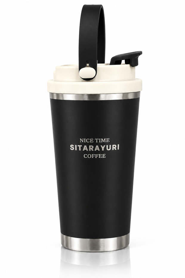 560 ml Stainless Steel Thermos Cup with Carrying Handle – Leak-Proof Lid Travel and Sports Thermos