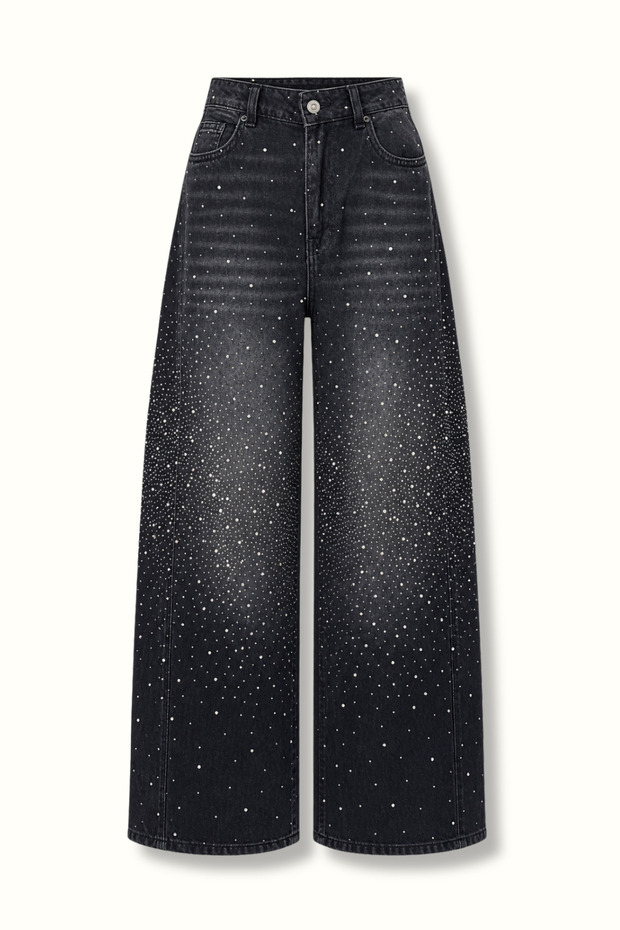 Anthracite Barrel Jean with Stone Detail