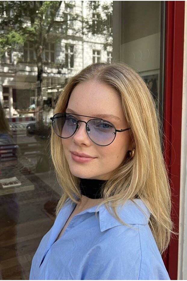 Suveybe Unisex Damla Ultra Light Uv400 Filtered Gradient Indigo Blue Sunglasses