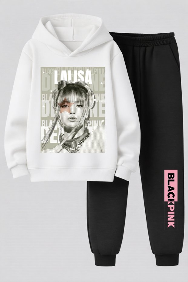 Lisa from Blackpink Printed 3-Yarn Quality Sweatshirt and Sweatpants Kids' Top-Bottom Set