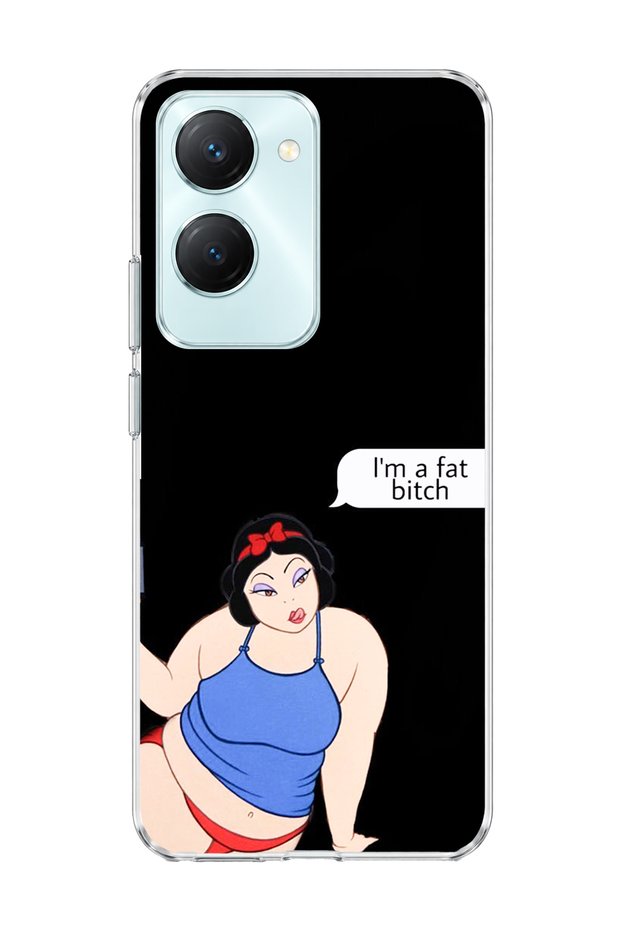 Vivo Y18 Compatible Funny Princess Black Printed Transparent Phone Case