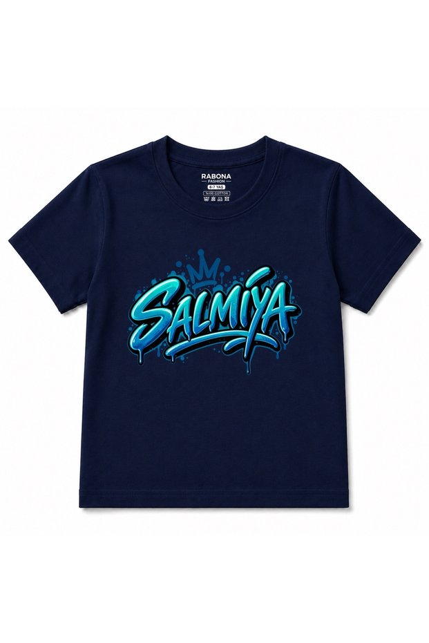 Salmiya Kuwait Kids Graphic Printed T-Shirt - Blue Crown Urban Graffiti Design