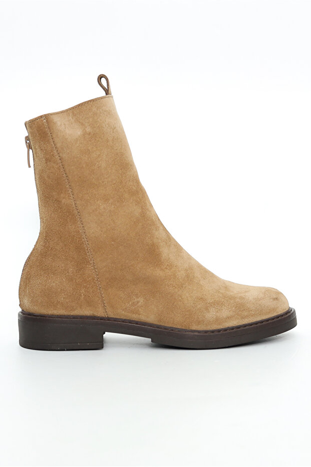 Genuine Suede Leather Zippered Mink Women's Boots - 273404
