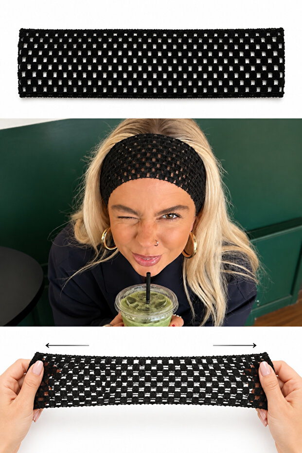 Mesh Stretchy Hair Band Y2K Pinterest Stretchy Soft Hair Band Punk Bandana 6.5cm