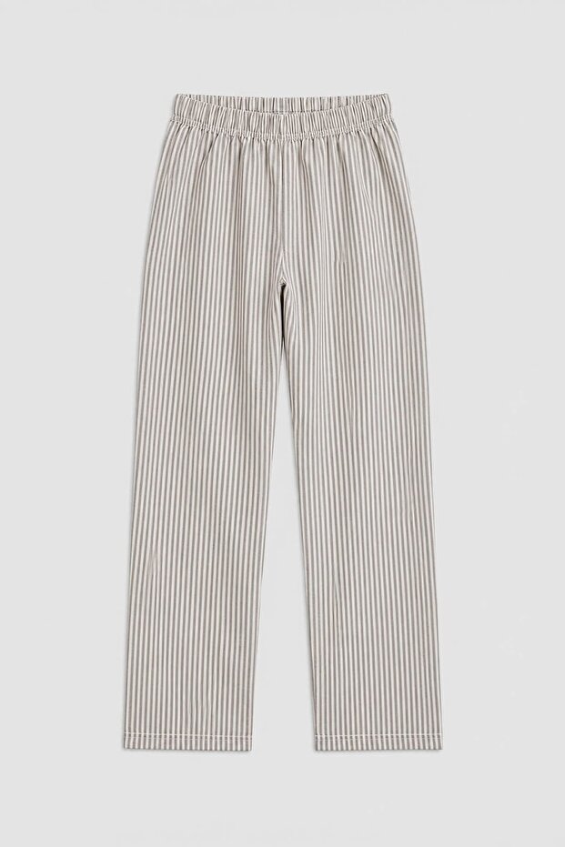 Men's Striped 100% Cotton Ecru Pajama Bottoms