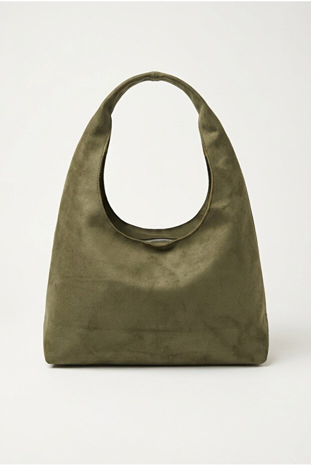 Women's Khaki Suede Shoulder Bag Stylish Daily Use Soft Textured Medium Size University Bag