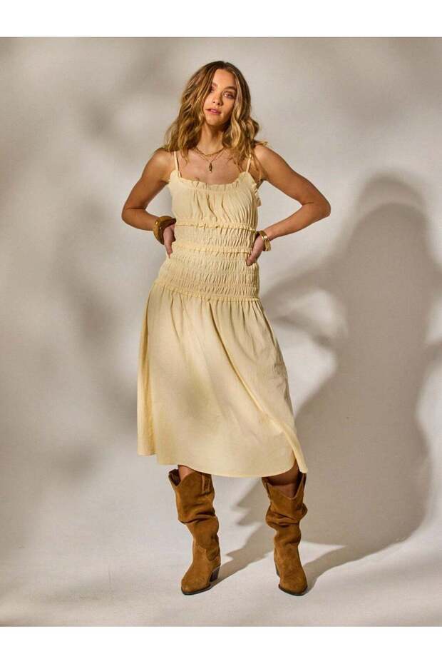 Rochie midi, galben