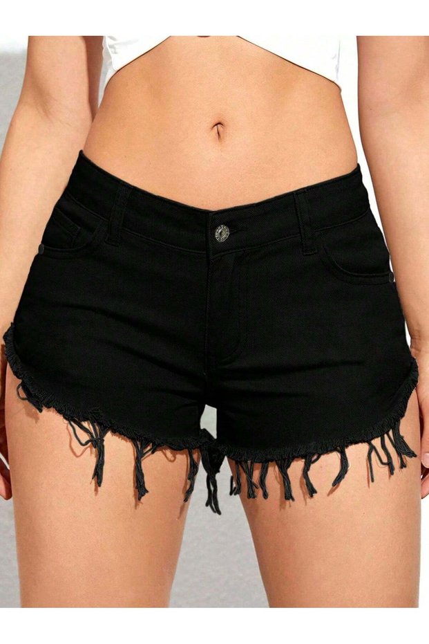 Denim shorts, black