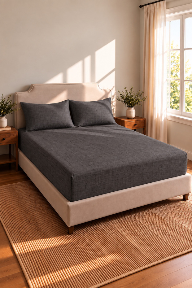 Battal Size Elastic Sheet Set Smoked