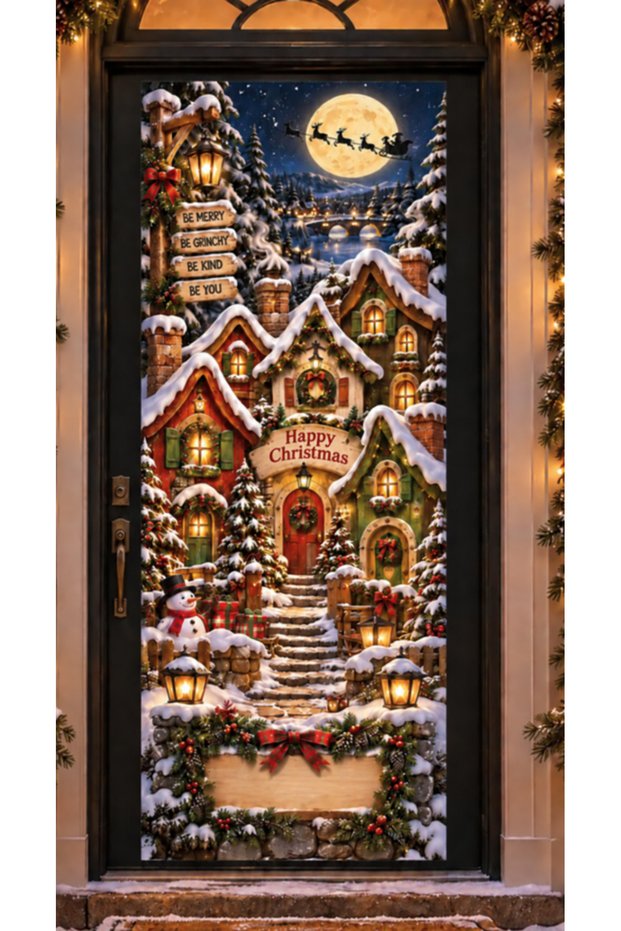 Elastic Door Decoration, Fabric Door Dressing, Christmas Decor, New Year, School Event Door Decoration
