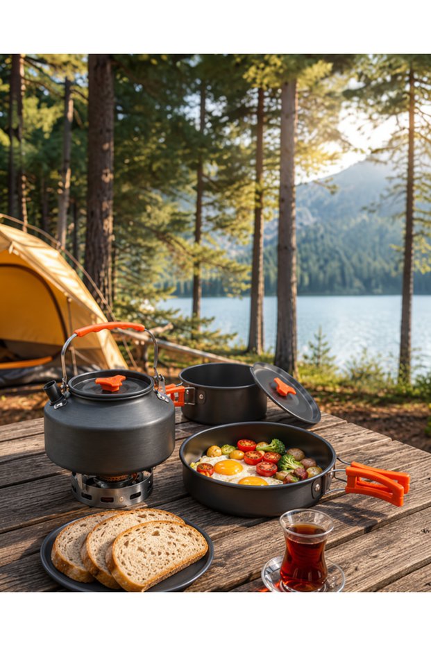 Camping Kitchen Set Aluminum Teapot Pot Pan Uczzdpkampseti̇-4