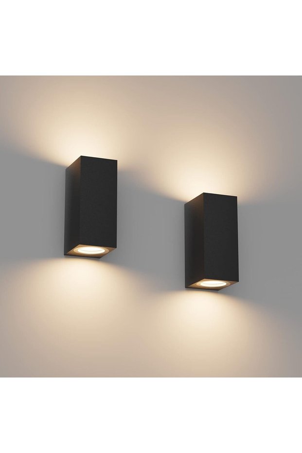 2 pieces black wall lamp modern, waterproof IP65 outdoor light, aluminum angular outdoor li