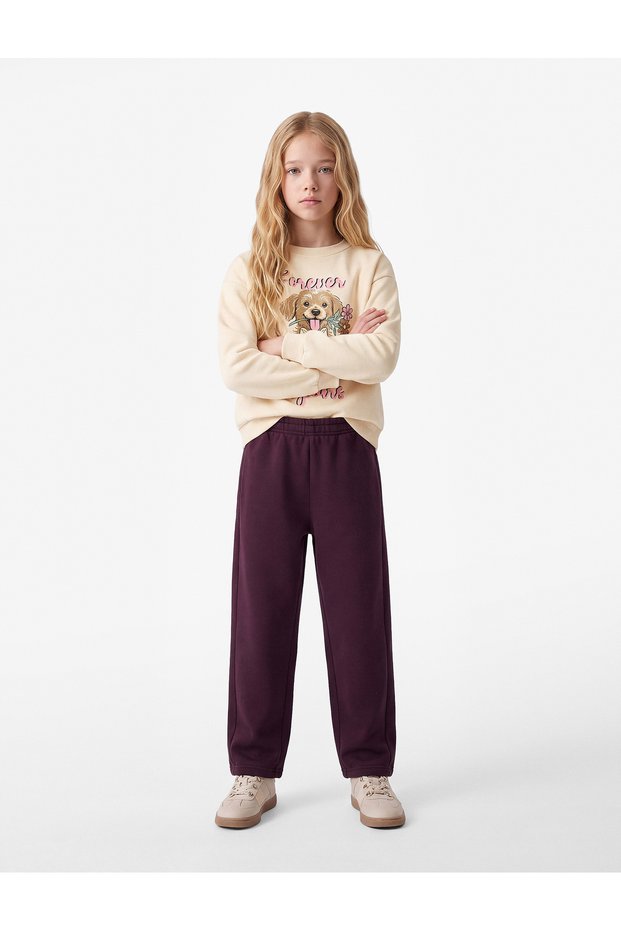 Barrel Sweatpants with Raised Cotton Waistband and Elastic Waist