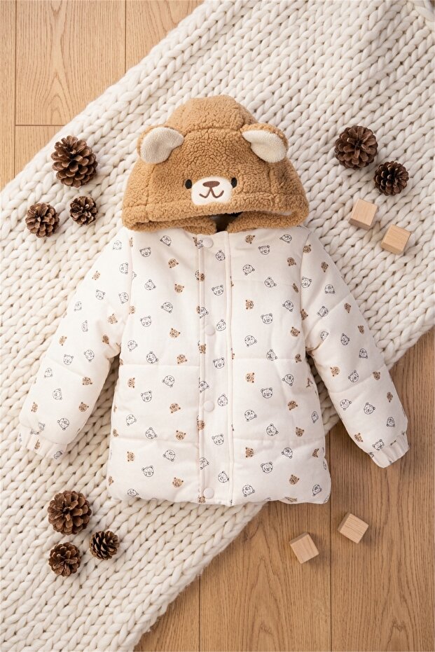 Thick Winter Fleece Lined Zipper and Snap Fastener Boys' Coat