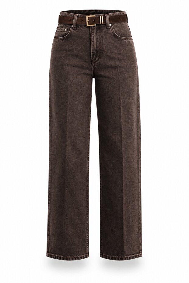 Washable Brown Wide Leg Jean 017