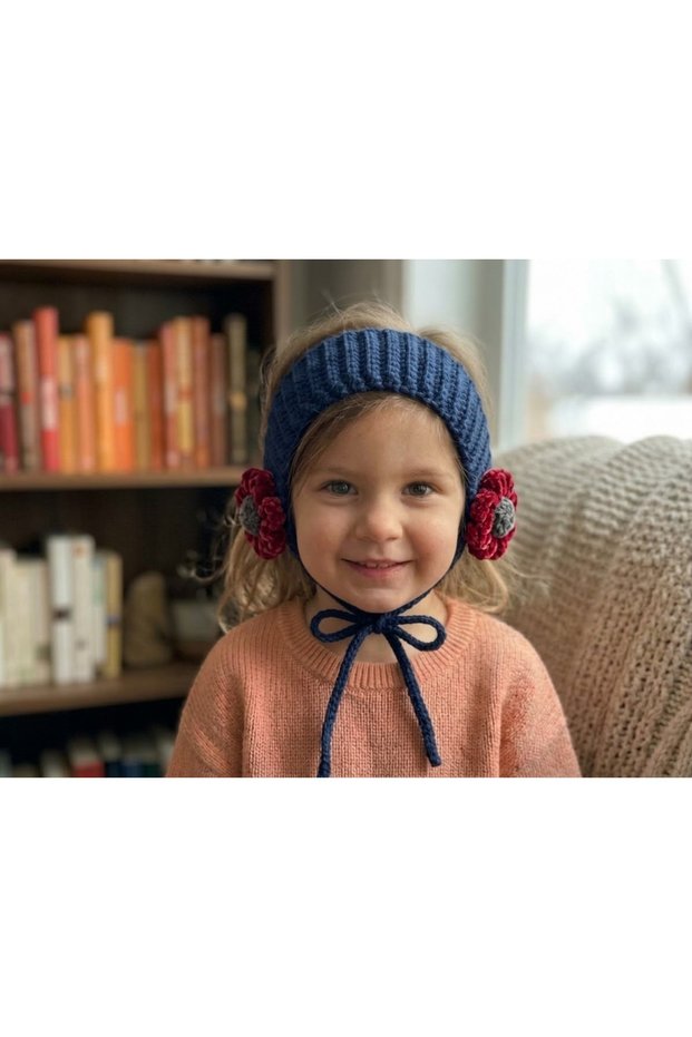 Girl's Knitted Earflap Bandana Beanie | Stylish, Warm Winter Hair and Ear Band