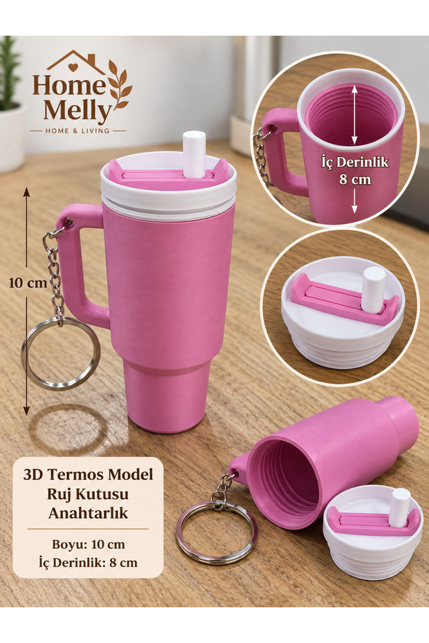 3D Thermos Model Lip Balm Lipstick Box, Keychain, Gift, Bag Strap Accessory
