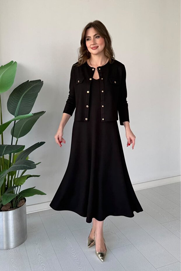 Snap Button Cardigan Dress