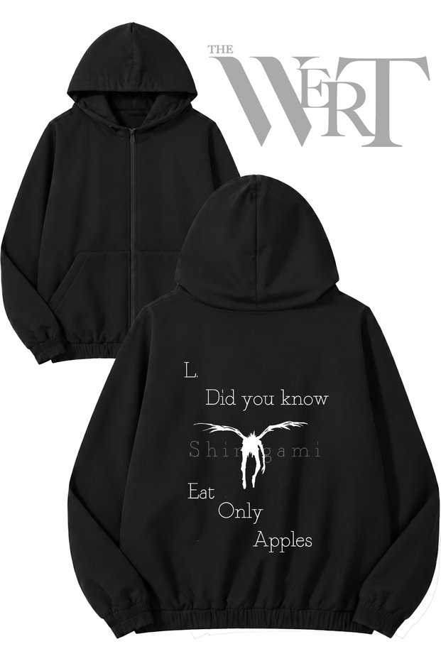 Death Note 10 Back Printed Zippered Hooded Black Cardigan (2 Yarn)