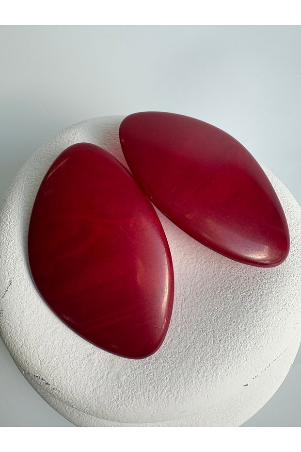 Large Matte Burgundy Bone Earrings (7.5 cm)