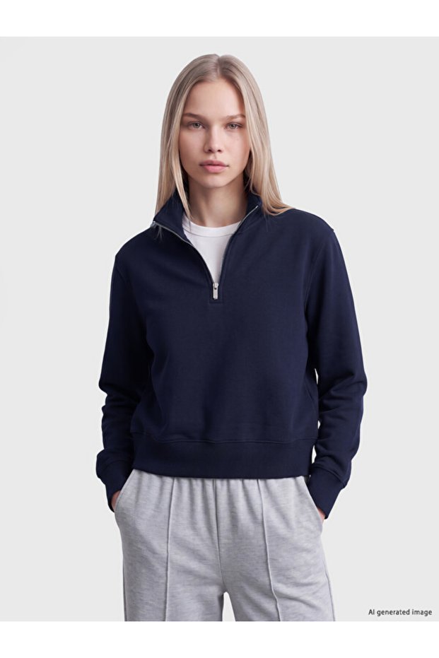 Uzg Store's Women's Sweatshirt with High Collar for Style Enthusiasts