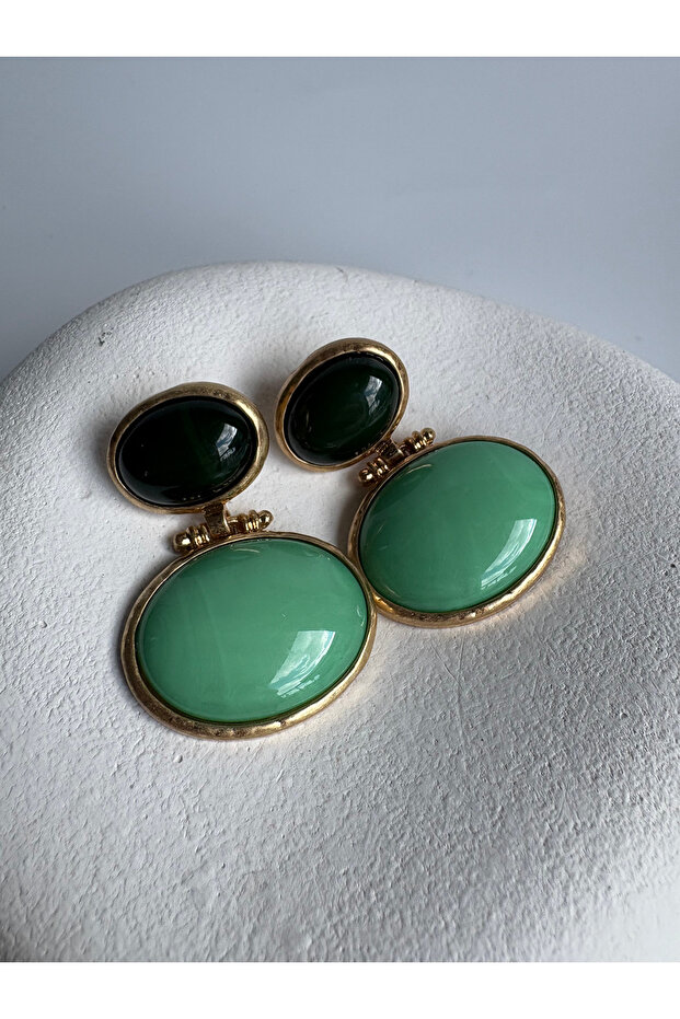 Black Green Dangle Earrings (4.6 cm)