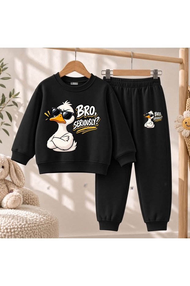 Team Sweatshirt Bro Duck Printed Girls Boys Crew Neck